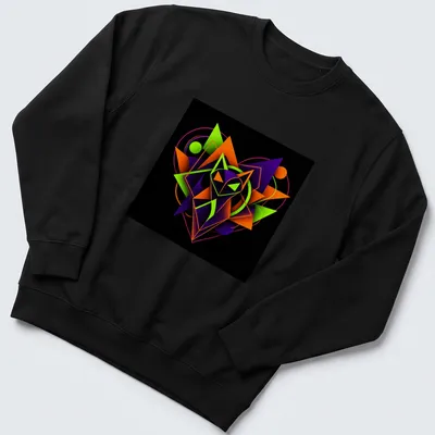 Abstract fox graphic with geometric shapes and the text Love In Every Shape — printed on a unisex sweatshirt