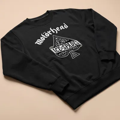 Ornate typography design featuring the text Ace of Spades and a spade symbol — printed on a unisex sweatshirt