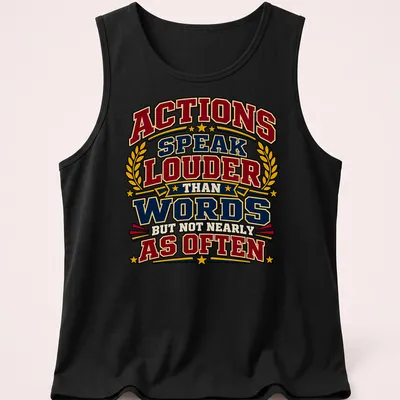 Bold vintage print featuring a humorous motivational quote in multicolor. — printed on a tank top
