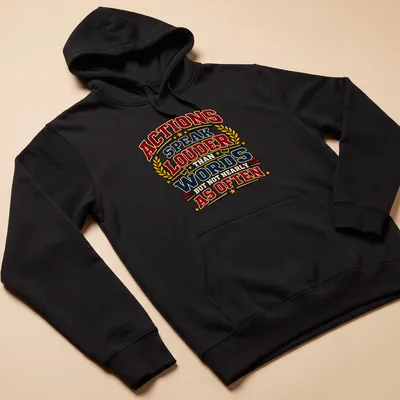 Bold vintage print featuring a humorous motivational quote in multicolor. — printed on a unisex hoodie