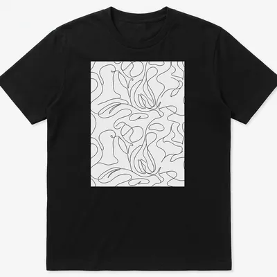 Minimalist black and white abstract line art pattern t-shirt