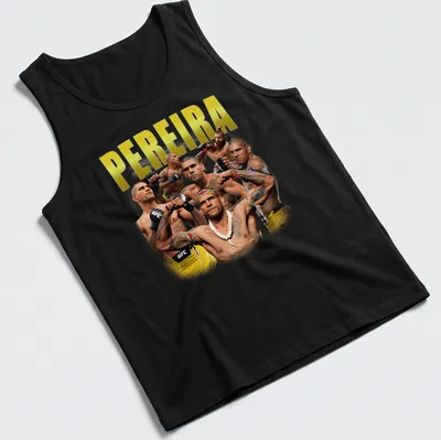 Vintage T-shirt with the name Pereira printed in gold, black, and white. — printed on a tank top