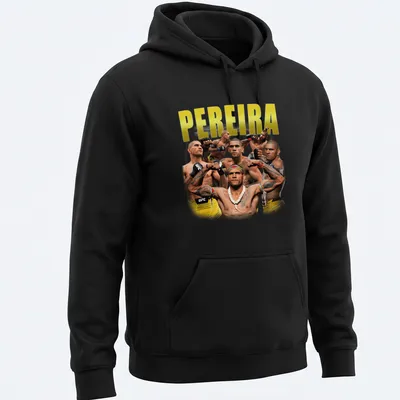Vintage T-shirt with the name Pereira printed in gold, black, and white. — printed on a unisex hoodie
