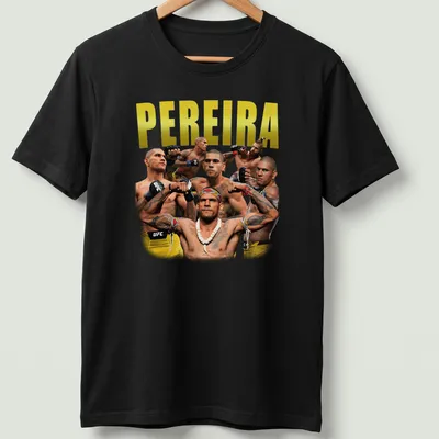 Vintage T-shirt with the name Pereira printed in gold, black, and white.