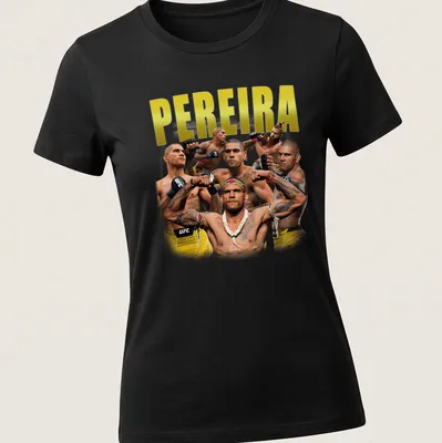 Vintage T-shirt with the name Pereira printed in gold, black, and white. — printed on a women's shirt