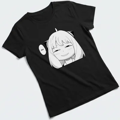 Anya from Spy X Family manga-style illustration with the word 'HEH.' — printed on a women's shirt