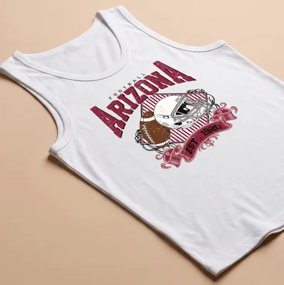 Vintage retro Arizona Football t-shirt with a helmet and football illustration — printed on a tank top