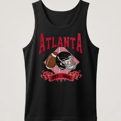 Vintage retro Atlanta football helmet and ball design with established date. — printed on a tank top