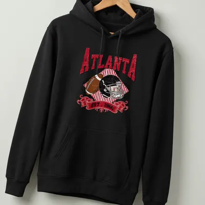 Vintage retro Atlanta football helmet and ball design with established date. — printed on a unisex hoodie