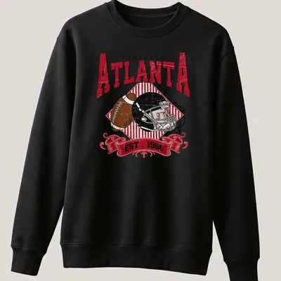 Vintage retro Atlanta football helmet and ball design with established date. — printed on a unisex sweatshirt