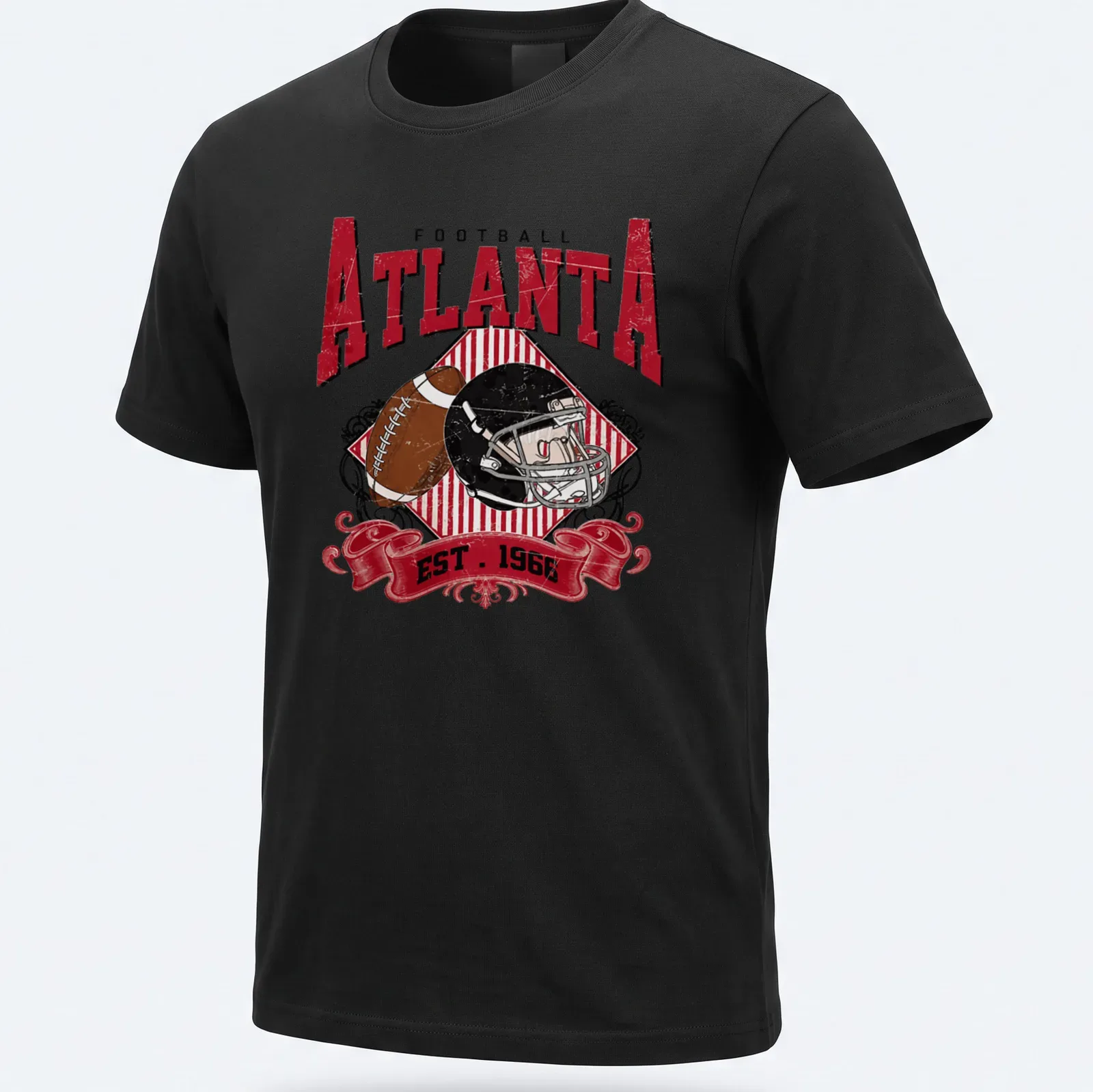 Vintage retro Atlanta football helmet and ball design with established date. — printed on a unisex t-shirt