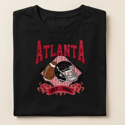 Vintage retro Atlanta football helmet and ball design with established date. — printed on a women's shirt