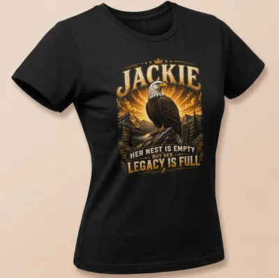 Vintage wildlife art of a bald eagle with text about legacy on — printed on a women's shirt