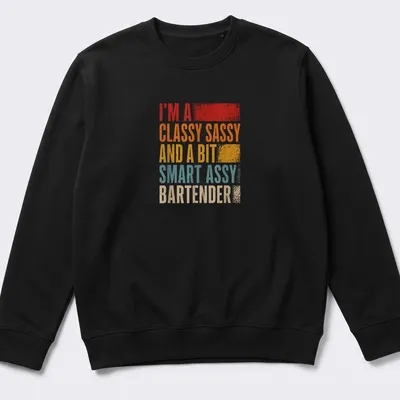 Retro distressed t-shirt featuring colorful lettering for bartenders — printed on a unisex sweatshirt