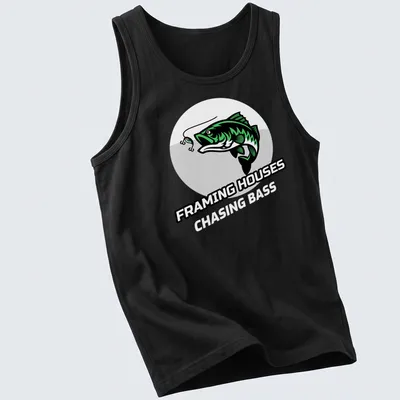 Bass fishing t-shirt featuring modern graphic of a bass with bold text. — printed on a tank top