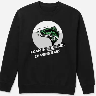 Bass fishing t-shirt featuring modern graphic of a bass with bold text. — printed on a unisex sweatshirt