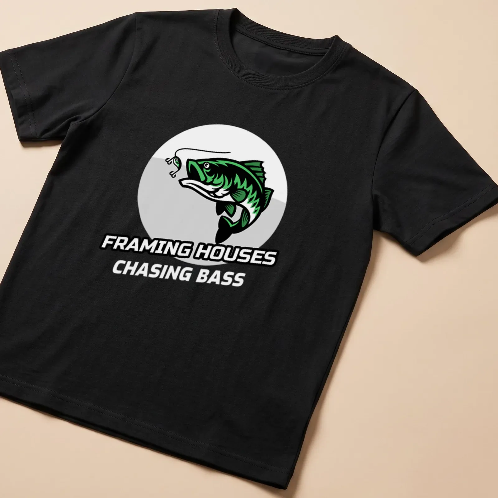Bass fishing t-shirt featuring modern graphic of a bass with bold text. — printed on a unisex t-shirt