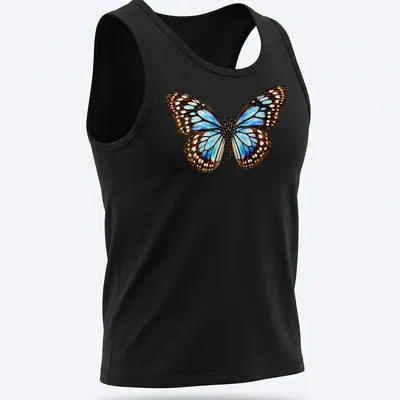 Watercolor illustration of a Blue Tiger Butterfly on a — printed on a tank top
