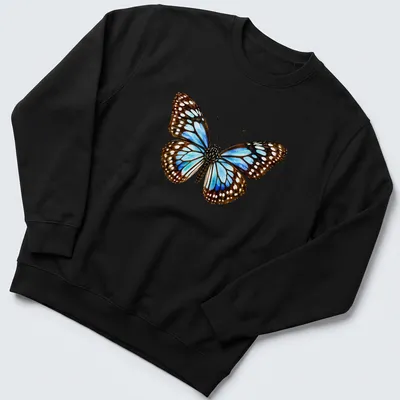Watercolor illustration of a Blue Tiger Butterfly on a — printed on a unisex sweatshirt