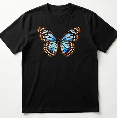 Watercolor illustration of a Blue Tiger Butterfly on a t-shirt