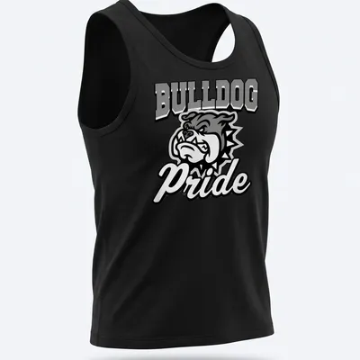 Graphic Bulldog Pride t-shirt with bold lettering and illustration — printed on a tank top