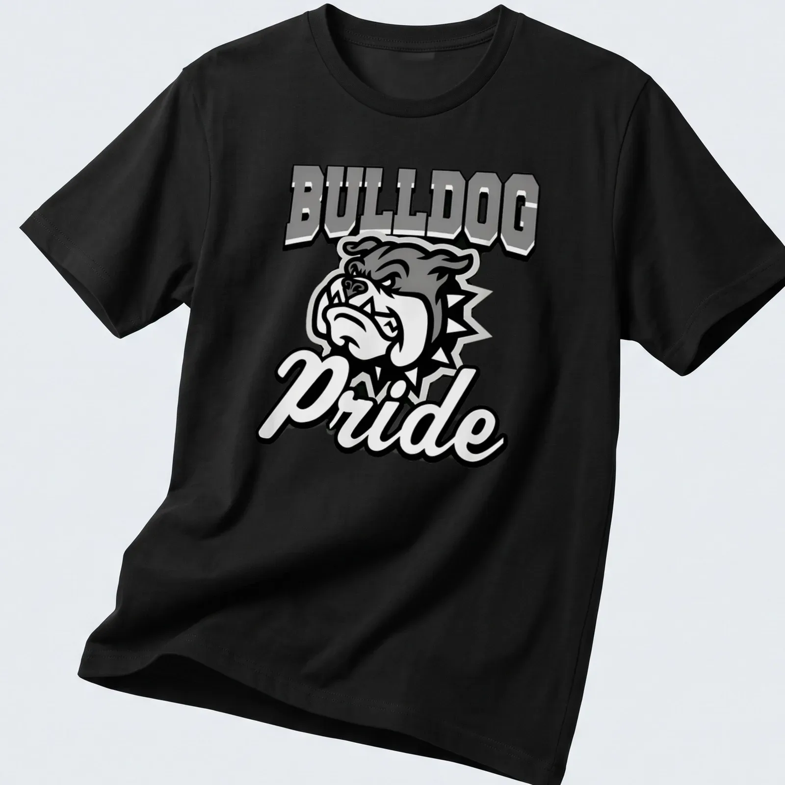 Graphic Bulldog Pride t-shirt with bold lettering and illustration — printed on a unisex t-shirt
