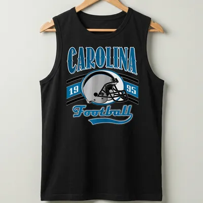 Retro Carolina Football T-shirt featuring a helmet and bold lettering. — printed on a tank top