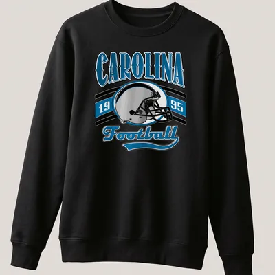 Retro Carolina Football T-shirt featuring a helmet and bold lettering. — printed on a unisex sweatshirt