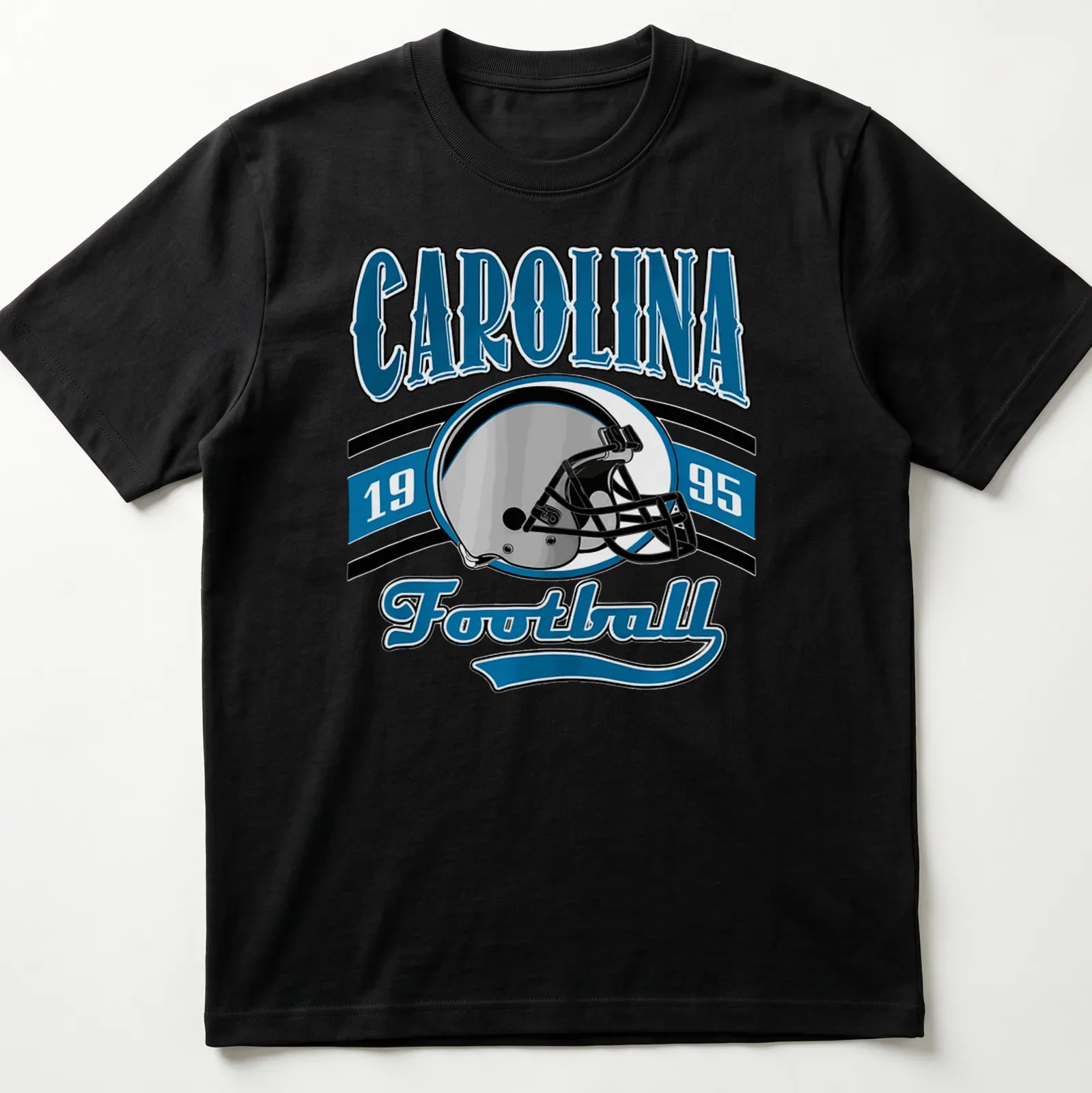 Retro Carolina Football T-shirt featuring a helmet and bold lettering. — printed on a unisex t-shirt