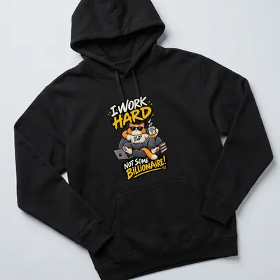 Colorful illustration of a cartoon cat relaxing in an armchair with bold text — printed on a unisex hoodie