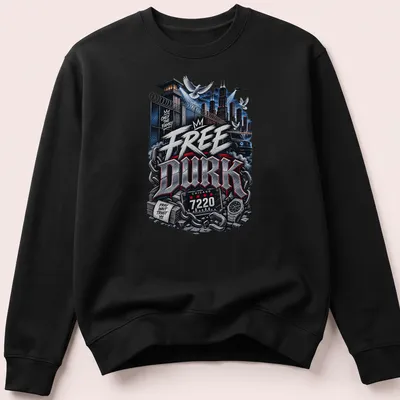 Bold urban art of Chicago with prison imagery and vibrant text — printed on a unisex sweatshirt