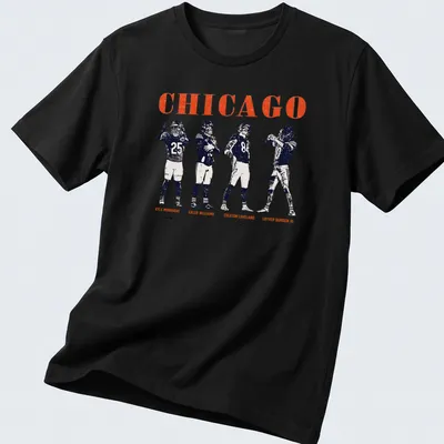 Vintage distressed Chicago Football Players t-shirt with printed player names.