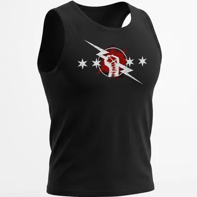 Retro distressed t-shirt featuring a fist with lightning bolts for wrestling fans — printed on a tank top