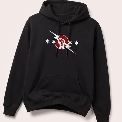 Retro distressed t-shirt featuring a fist with lightning bolts for wrestling fans — printed on a unisex hoodie