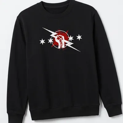 Retro distressed t-shirt featuring a fist with lightning bolts for wrestling fans — printed on a unisex sweatshirt