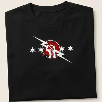 Retro distressed t-shirt featuring a fist with lightning bolts for wrestling fans