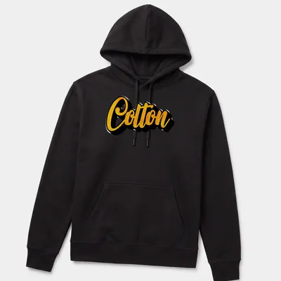 Bold script print of the name Colton in yellow and black on a — printed on a unisex hoodie