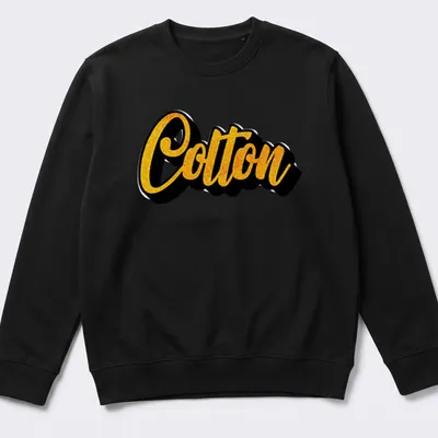 Bold script print of the name Colton in yellow and black on a — printed on a unisex sweatshirt