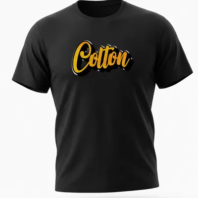 Bold script print of the name Colton in yellow and black on a — printed on a unisex t-shirt