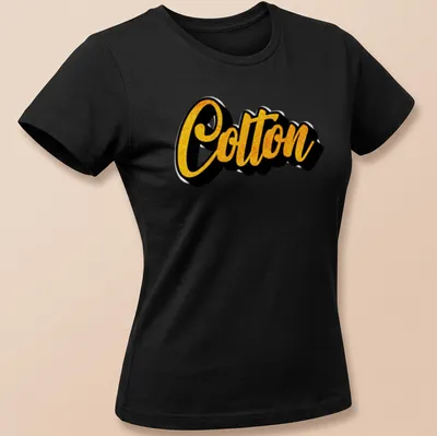 Bold script print of the name Colton in yellow and black on a — printed on a women's shirt