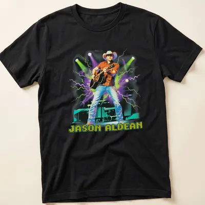 Vibrant pop art print with the name Jason Aldean in bold colors
