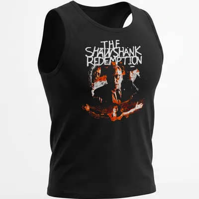 Boxy silhouette design featuring crime drama faces and the words THE SATANIC in white on orange — printed on a tank top
