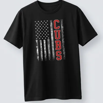 Vintage distressed Cubs T-shirt in red, white, and gray with bold lettering