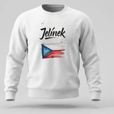 Watercolor Czech flag graphic with the name Jelínek printed stylishly. — printed on a unisex sweatshirt