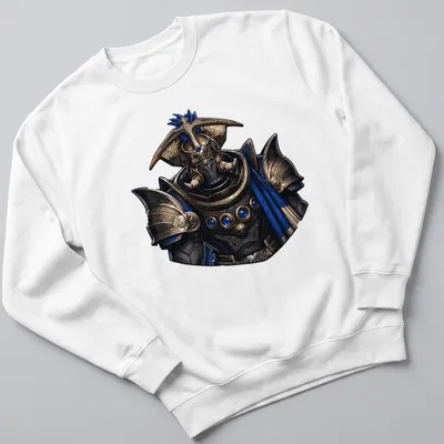 Detailed fantasy art t-shirt featuring Empress Caiatl in gold, blue, and black — printed on a unisex sweatshirt