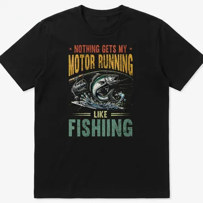 Vintage illustration of fish and rod with text about fishing passion