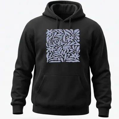 Abstract floral pattern with light blue flowers on a — printed on a unisex hoodie