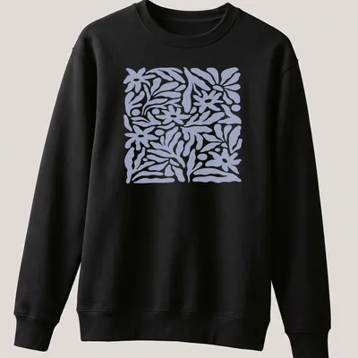 Abstract floral pattern with light blue flowers on a — printed on a unisex sweatshirt