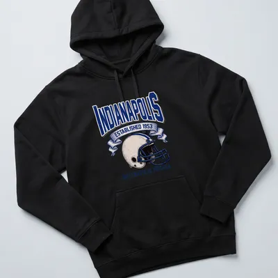 Vintage Indianapolis football helmet with established text. — printed on a unisex hoodie