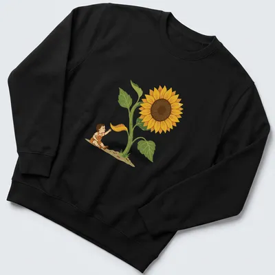 Vintage botanical toddler t-shirt with a giant sunflower and text that says Watch Me Grow — printed on a unisex sweatshirt